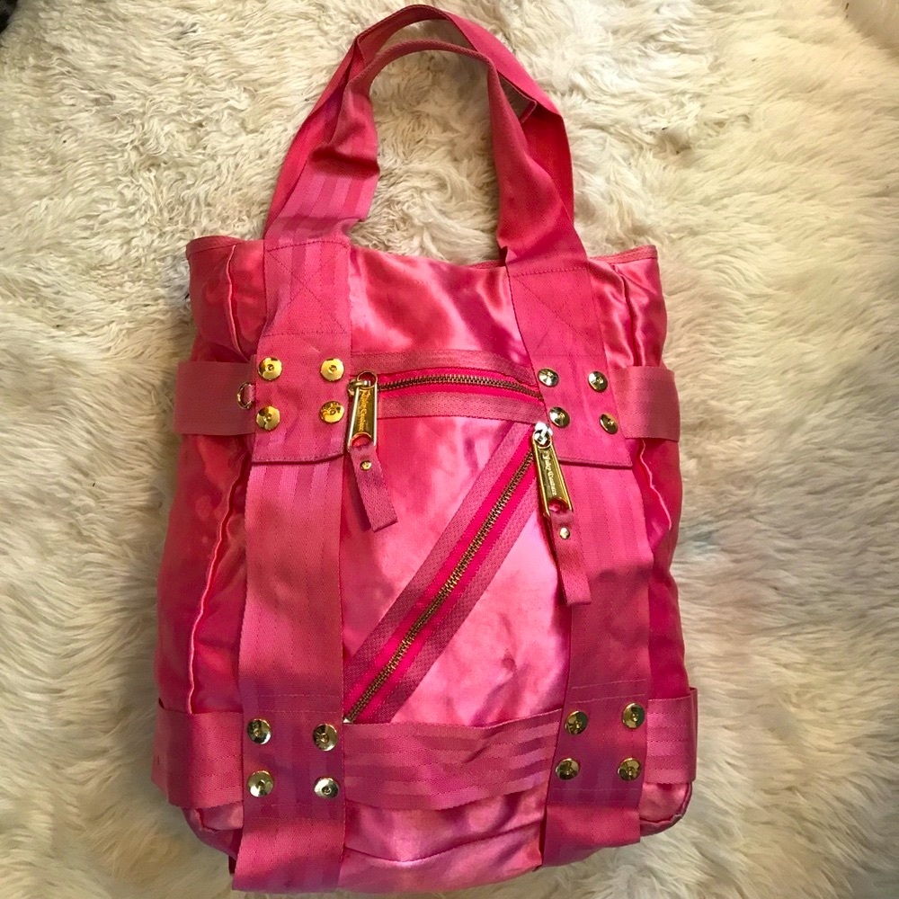 Juicy Couture pink gold nylon tote